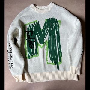 Stylish White and Green Sweater